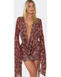 EGO - Long Sleeve Tie Back Mini Dress - Lyst