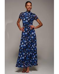 Jolie Moi - Turtle Neckline Mesh Maxi Dress - Lyst