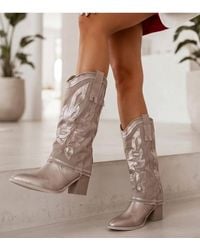 Love Lace - Pointed Toe Faux Leather Comfortable Western Boots - Lyst