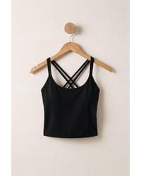 Enorsia - Cotton Stretch Cross Back Crop Cami Tops - Lyst