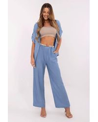 Love Lace - Boho High Waist Wide Leg Linen Viscose Trousers Style 214062 - Lyst