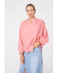 Izabel London - Embroidered Layered Long Sleeve Blouse - Lyst