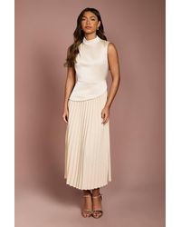 Coast - Drape High Neck Pleated Skirt Midi Dress - Lyst