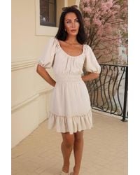 AX Paris - Puff Sleeve Frill Hem Mini Dress - Lyst