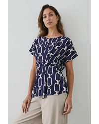 PRINCIPLES - Navy Chain Print Side Cinch Top - Lyst