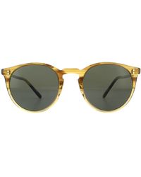 Oliver Peoples - Round Canarywood Gradient G-15 Green Polarized Sunglasses - Lyst