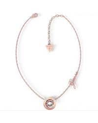 Guess - Solitaire Rose Gold Stainless Steel Necklace - Ubn01459rg - Lyst