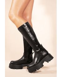 Where's That From - 'marika' Chunky Platform Calf High Boots With Side Zip - Lyst
