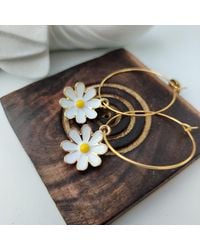 The Colourful Aura - Sunflower Charm Floral Colourful Hoop Earring - Lyst