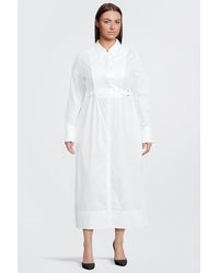 Karen Millen - Plus Size Cotton Poplin Collared Midi Shirt Dress - Lyst