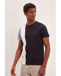 Burton - Slim Fit Navy Vertical Cut & Sew T-shirt - Lyst