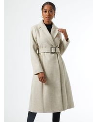 Dorothy Perkins - Dp Petite Ivory Belted Wrap Coat - Lyst