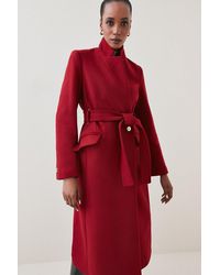 Karen Millen - Italian Virgin Wool Blend Investment Notch Neck Coat - Lyst