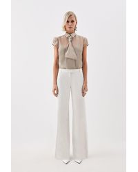 Karen Millen - The Founder Petite Premium Twill Straight Tailored Trousers - Lyst