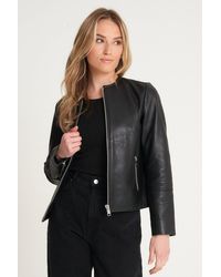 Barneys Originals - Minimal Leather Jacket - Lyst