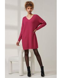 Jolie Moi - V-Neck Ribbed Knit Tunic Jumper - Lyst