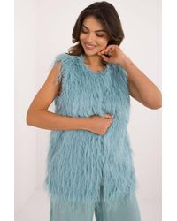 Love Lace - Faux Fur Casual Lined Vest With Hook Fastener - Lyst