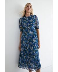 Warehouse - Recycled Polyester Floral Belted Midi Dress - Lyst
