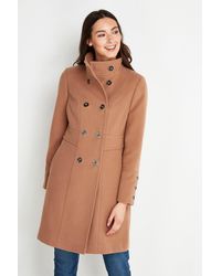 Wallis - Petite Camel Double Breasted Coat - Lyst