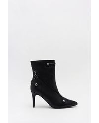 Warehouse - Leather Zip & Stud Pointed Toe Ankle Boots - Lyst