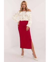 Love Lace - Pencil Midi Skirt With Front Slit Ribbed - Lyst