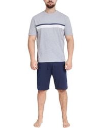 Smart Living - Polycotton Stripe Tee & Short-Leg Bottom Pyjama Set - Lyst