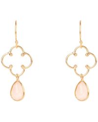 LÁTELITA London - Open Clover Gemstone Drop Earrings Rosegold Rose Quartz - Lyst