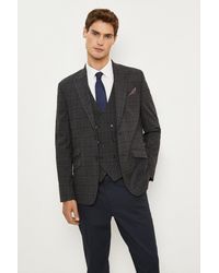 Burton - Slim Fit Grey Highlight Check Suit Jacket - Lyst