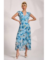 Jolie Moi - Mesh Ruffle Detail Maxi Dress - Lyst