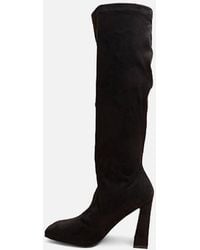 Public Desire - Audrina Suede Wide Fit Block Heel Knee High Sock Boots - Lyst