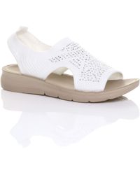 AJVANI - Low Wedge Heel Slingback Diamante Summer Holiday Comfort Sandals - Lyst