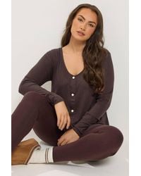Yours - Ribbed Button Front Top - Lyst