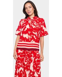 Saint Tropez - Khloesz High Neck Short Sleeve Blouse - Lyst