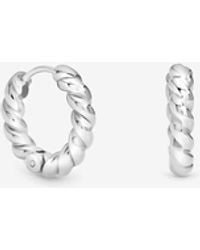 Jon Richard - Platinum Plated Waterproof Twist Hoop Earrings - Lyst