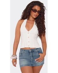 EGO - Sleeveless Button Up Halter Neck Top - Lyst