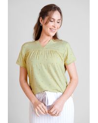 Enorsia - Golden Printed Cap Sleeve Jersey Tops - Lyst
