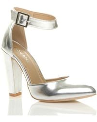 AJVANI - High Block Heel Ankle Strap Pointed Toe Court Shoes - Lyst