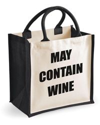 60 SECOND MAKEOVER - Medium Jute Bag May Contain Wine Black Bag - Lyst