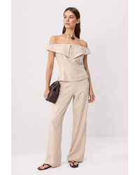 WOVCOR - 2-Piece Boat Neck Fitted Blouse & Wide Leg Trouser Co-Ord - Lyst