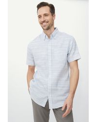 MAINE - Textured Fine Stripe Short Sleeve Shirt - Lyst