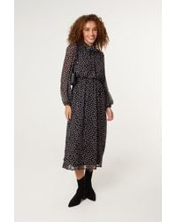 Blue Vanilla - Elasticated Waist Long Sleeve Turtleneck Midi Dress - Lyst
