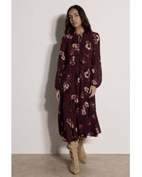 Apricot - Floral Print Chiffon Midi Dress - Lyst