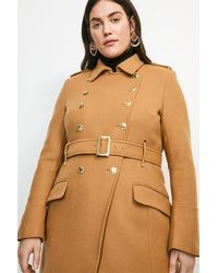 Karen Millen - Plus Size Italian Wool Blend Trench Coat - Lyst