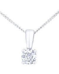 Jewelco London - Platinum Round 1/4Ct Diamond Solitaire Pendant Necklace 18 Inch - Lyst