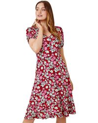 Roman - Floral Print Stretch Jersey Tea Dress - Lyst