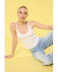 WOVCOR - Lace Trim Ribbed Strappy Blouse Top - Lyst