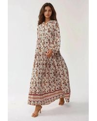 Hiccup - Printed V-Neck Maxi Dress With Buttons - Lyst