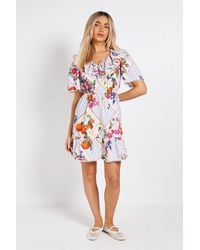Dorothy Perkins - Collar Tie Detail Flutter Sleeve Mini Dress - Lyst