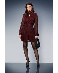 Dorothy Perkins - Dp Luxe Sparkle Plisse Jersey High Neck Mini Dress - Lyst