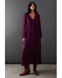 Warehouse - Chiffon Lace Up Panelling Midi Dress - Lyst